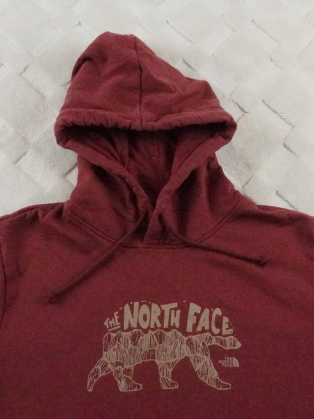The North Face Hoodie Mens Large Evolution Bear Graphic Print Pull Over Red